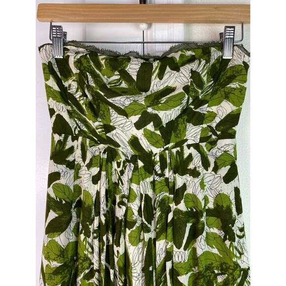 We Vera Women's Size 2 Cream Green Red Floral Strapless Lined A-Line Dress - Picture 3 of 10